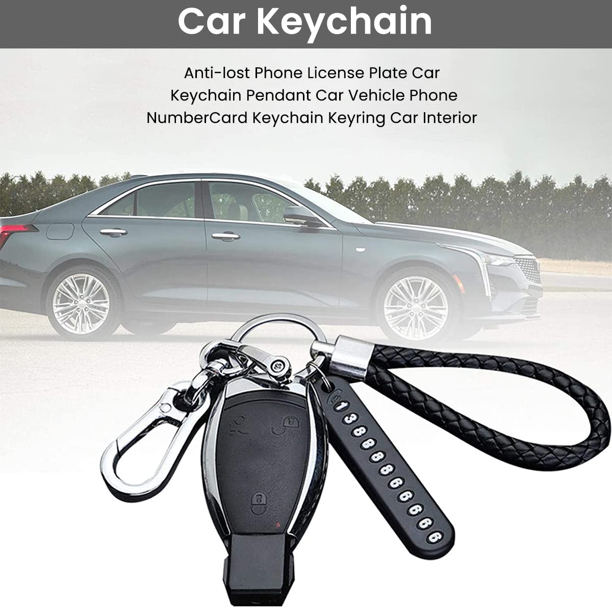 GUSTAVE Keychain Anti Lost Car Keychain with Phone Number Pendant Universal Car Keychain Heavy Duty Alloy Car Keychain with Woven Hand Strap GUSTAVE Keychain Anti Lost Car Keychain with Phone Number Pendant Universal Car Keychain Heavy Duty Alloy Car Keychain with Woven Hand Strap